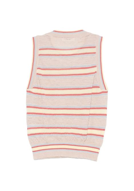 gilet a righe uomo beige e azzuro ROBERTO COLLINA | 261FXA0701441
